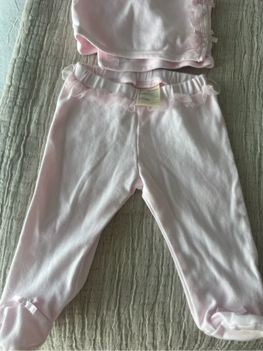 First Impressions Pale Pink Ruffle Footed Pajama Set